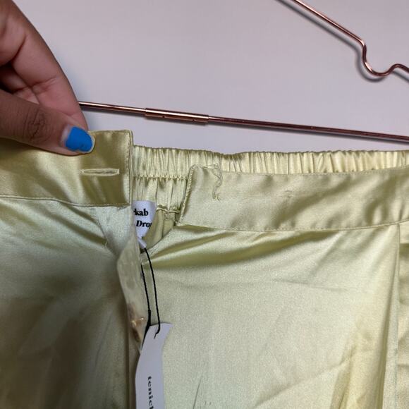 The Drop Womens Wide Leg Satin Pants by @tenickab Large Pale Green Citycore NEW - Picture 8 of 9